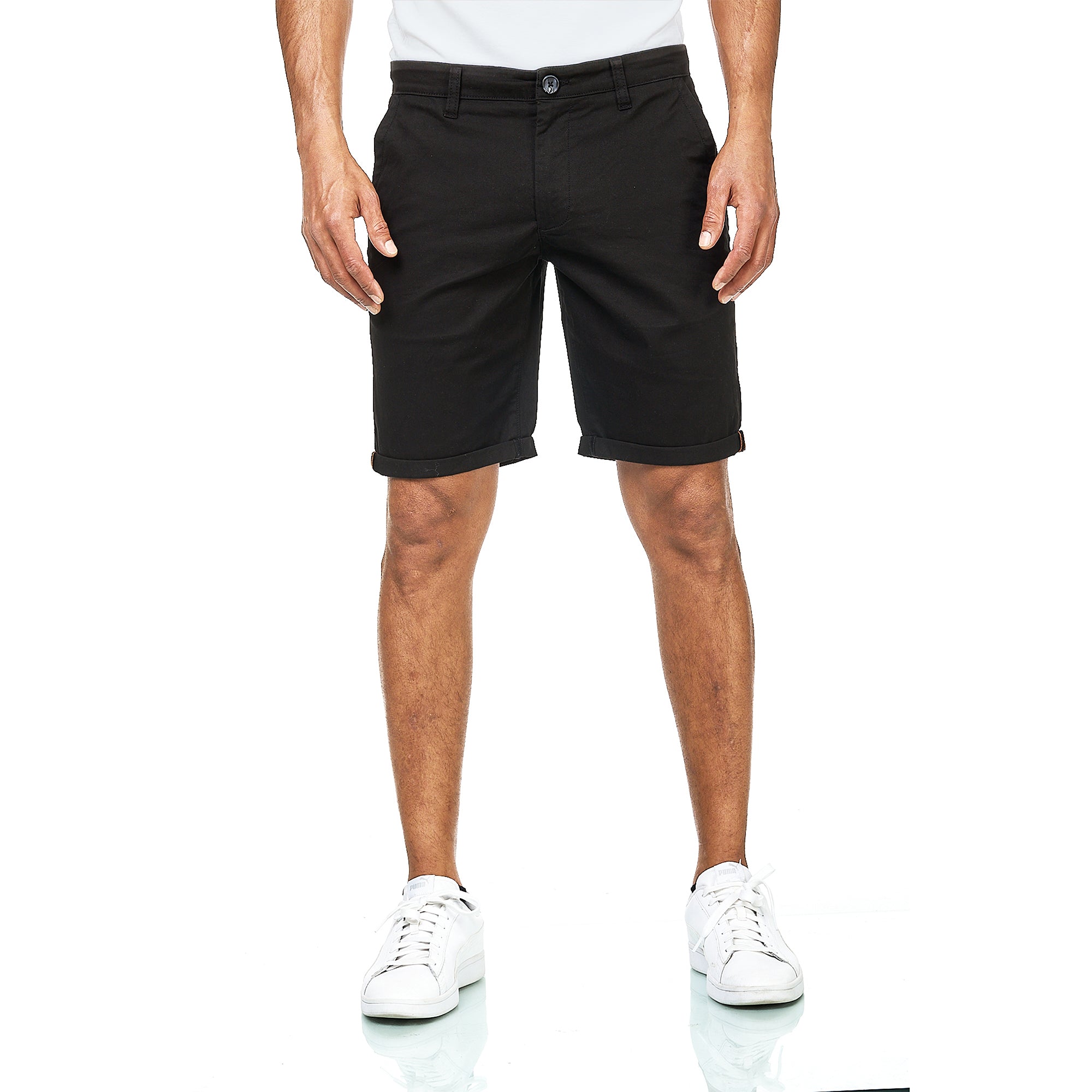 Chino Shorts Herren aus Baumwollmischung Schwarz