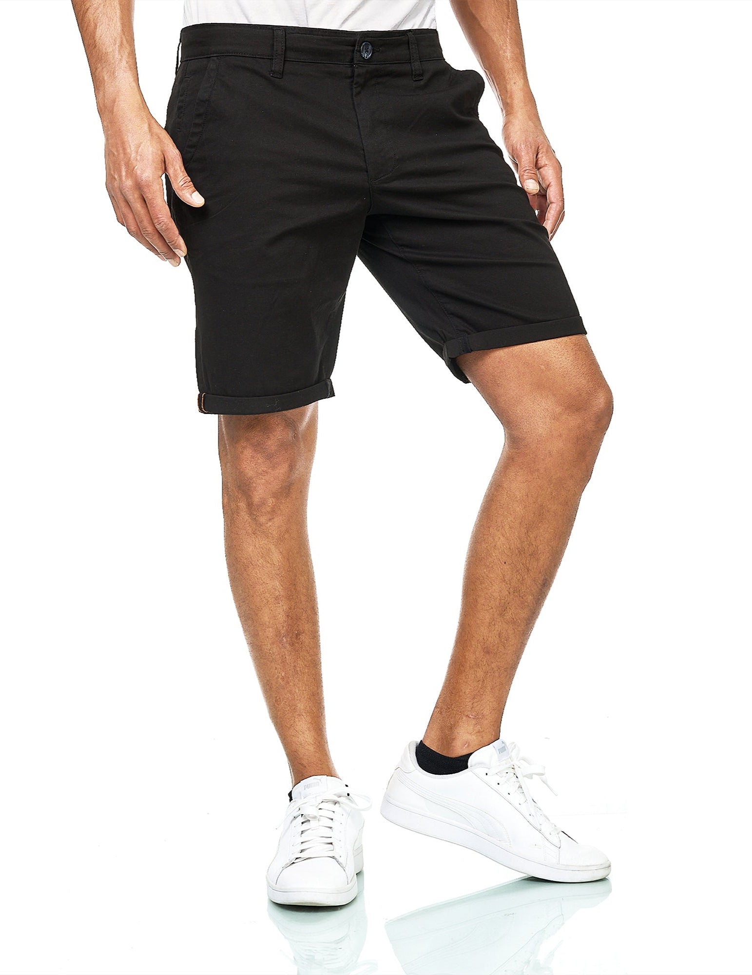 Chino Shorts Herren aus Baumwollmischung Schwarz
