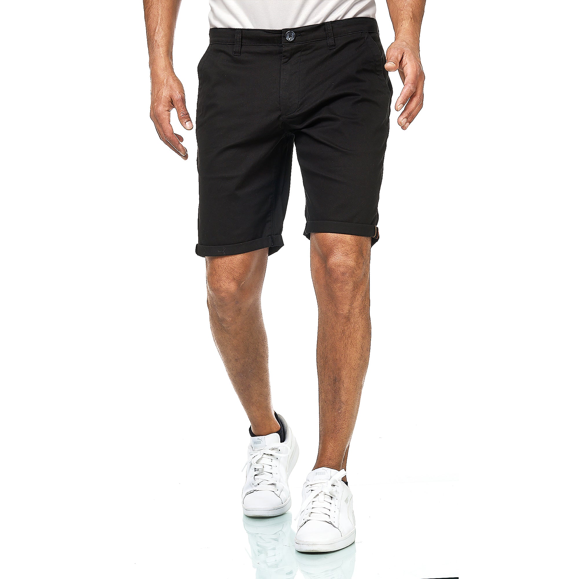Chino Shorts Herren aus Baumwollmischung Schwarz