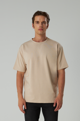 Basic T-Shirt Baumwolle - Herren Camel