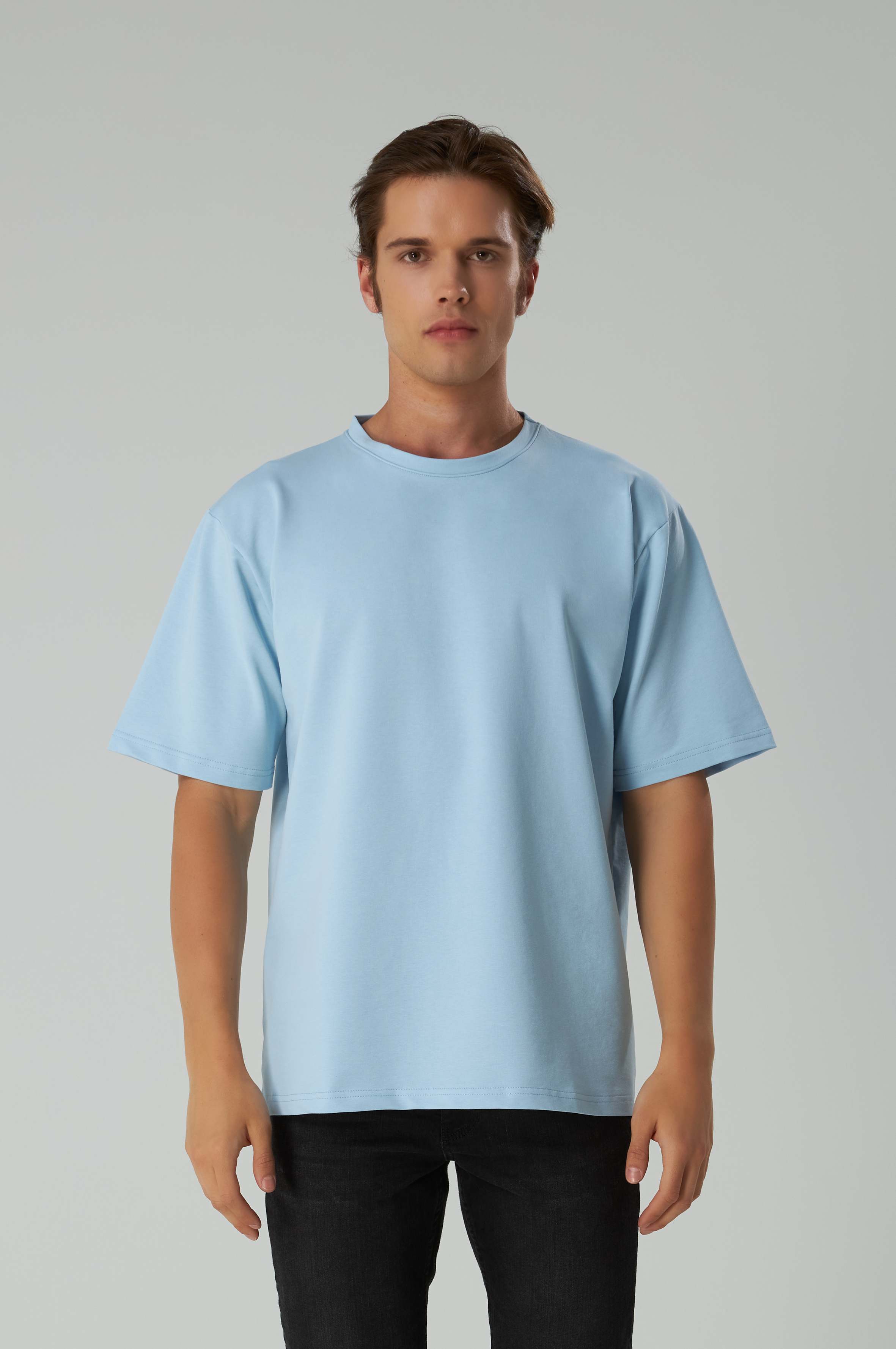 Basic T-Shirt Baumwolle - Herren Hellblau
