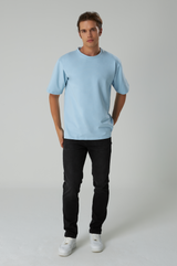 Basic T-Shirt Baumwolle - Herren Hellblau