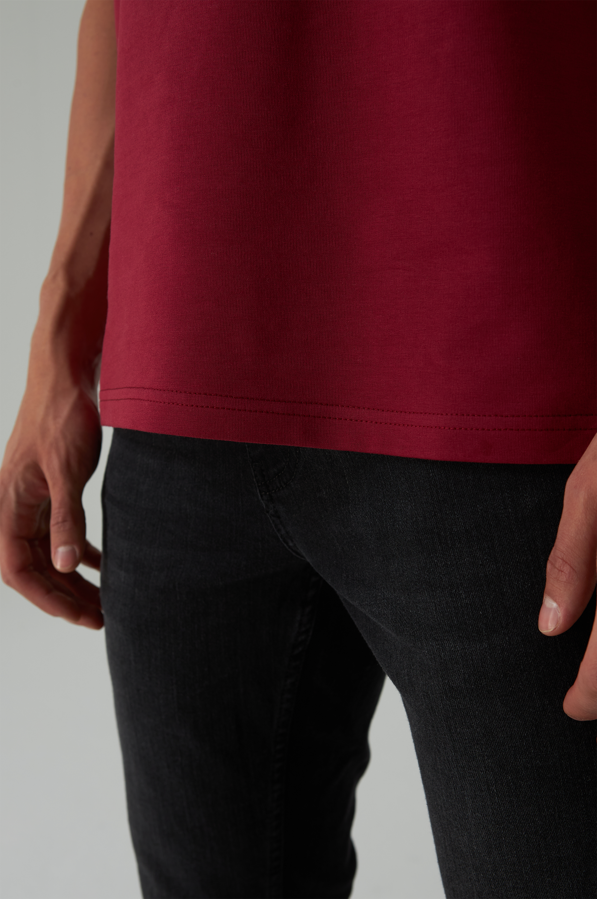 Basic T-Shirt Baumwolle - Herren Bordeaux