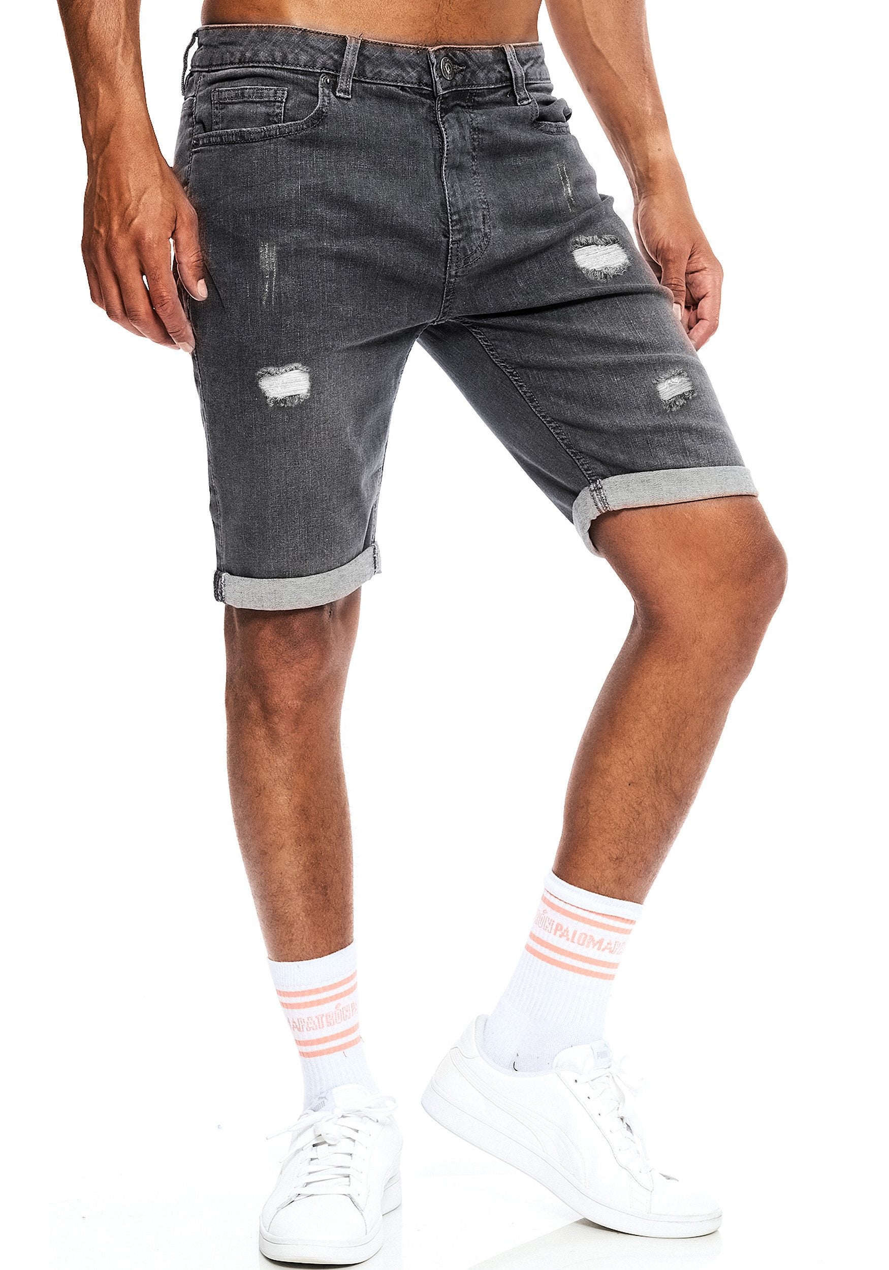 Jeansshorts Destroyed- Herren - Grau