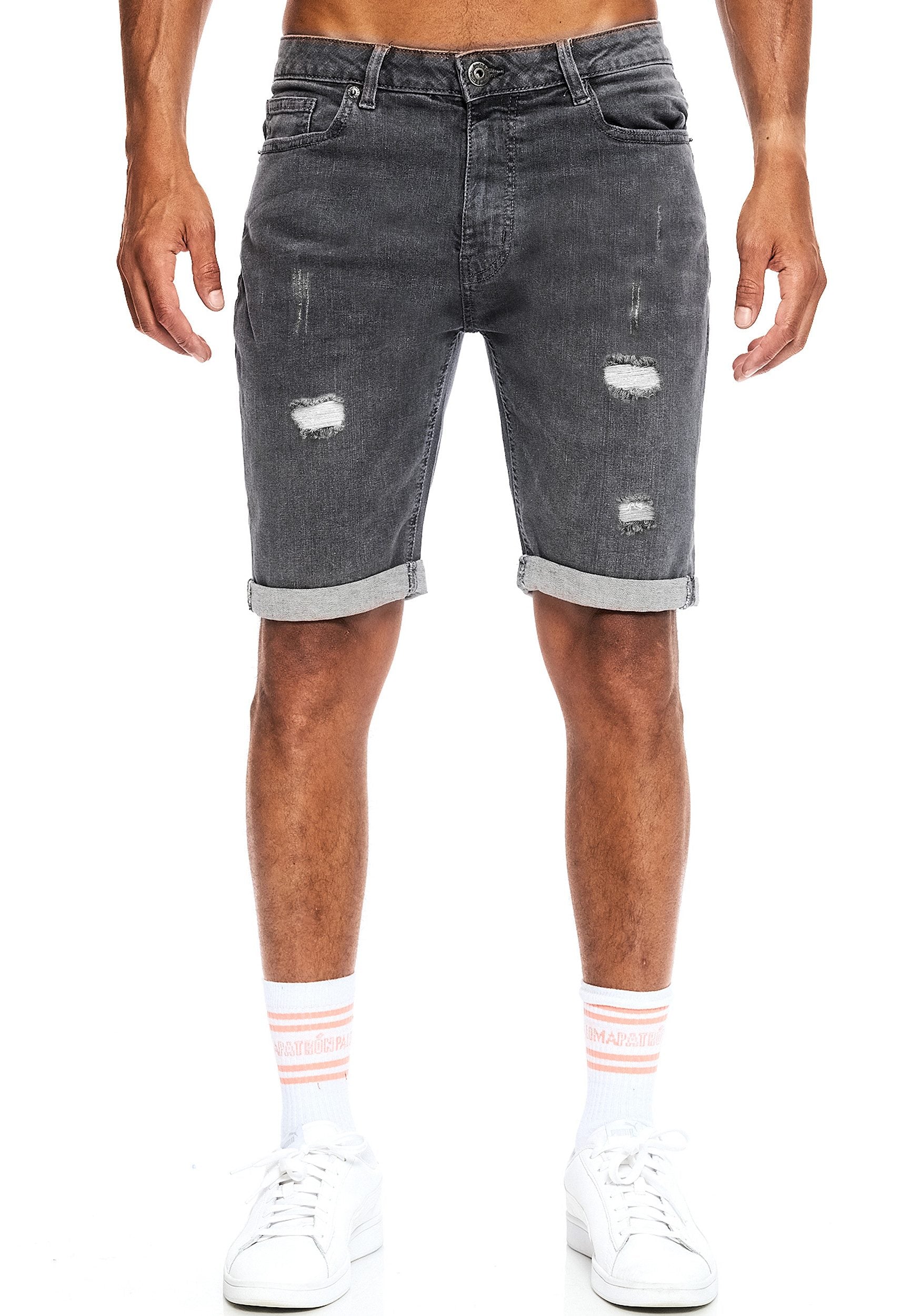 Jeansshorts Destroyed- Herren - Grau