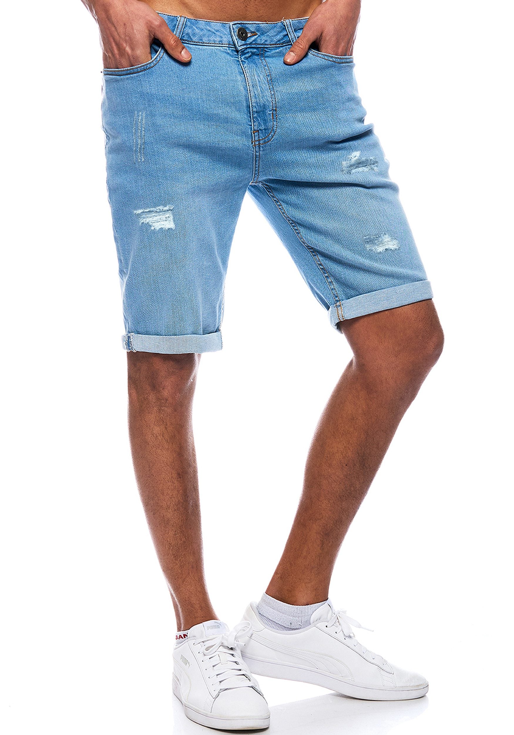 Jeansshorts Destroyed - Herren - Hellblau