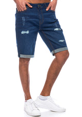 Jeansshorts Destroyed - Herren - Navy