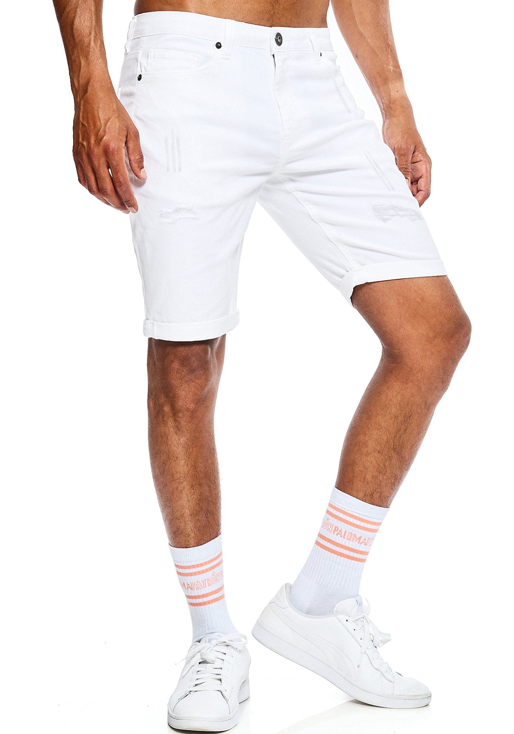 Jeansshorts Destroyed - Herren - Weiß