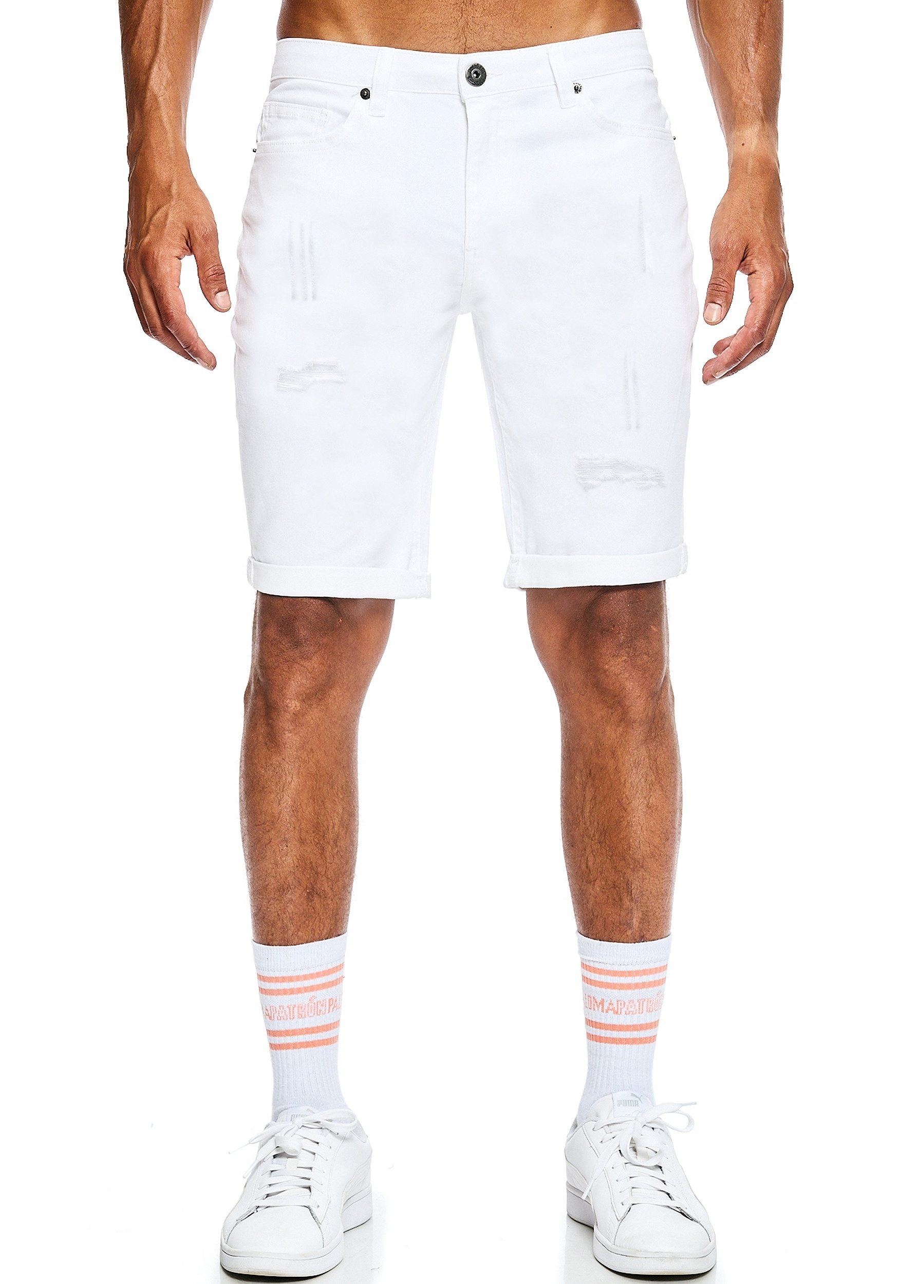 Jeansshorts Destroyed - Herren - Weiß