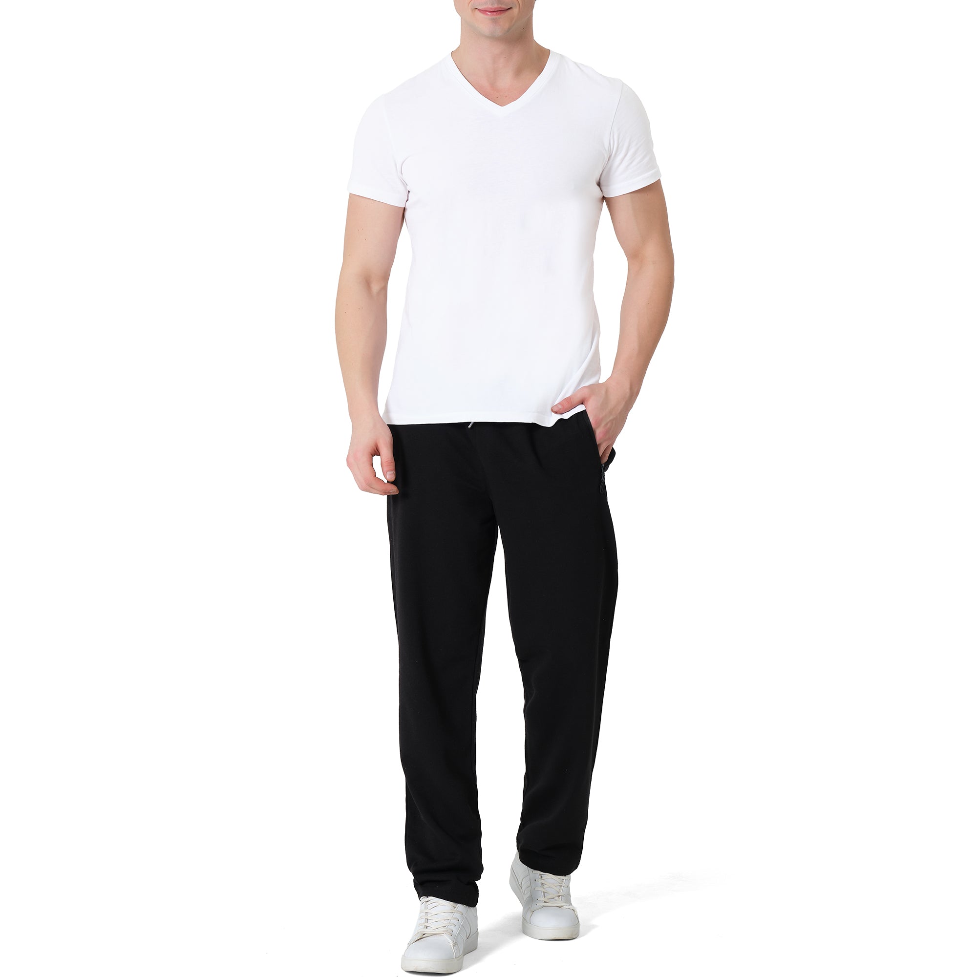 Jogginghose Herren - Relaxed Fit mit Reißverschlusstaschen - Schwarz