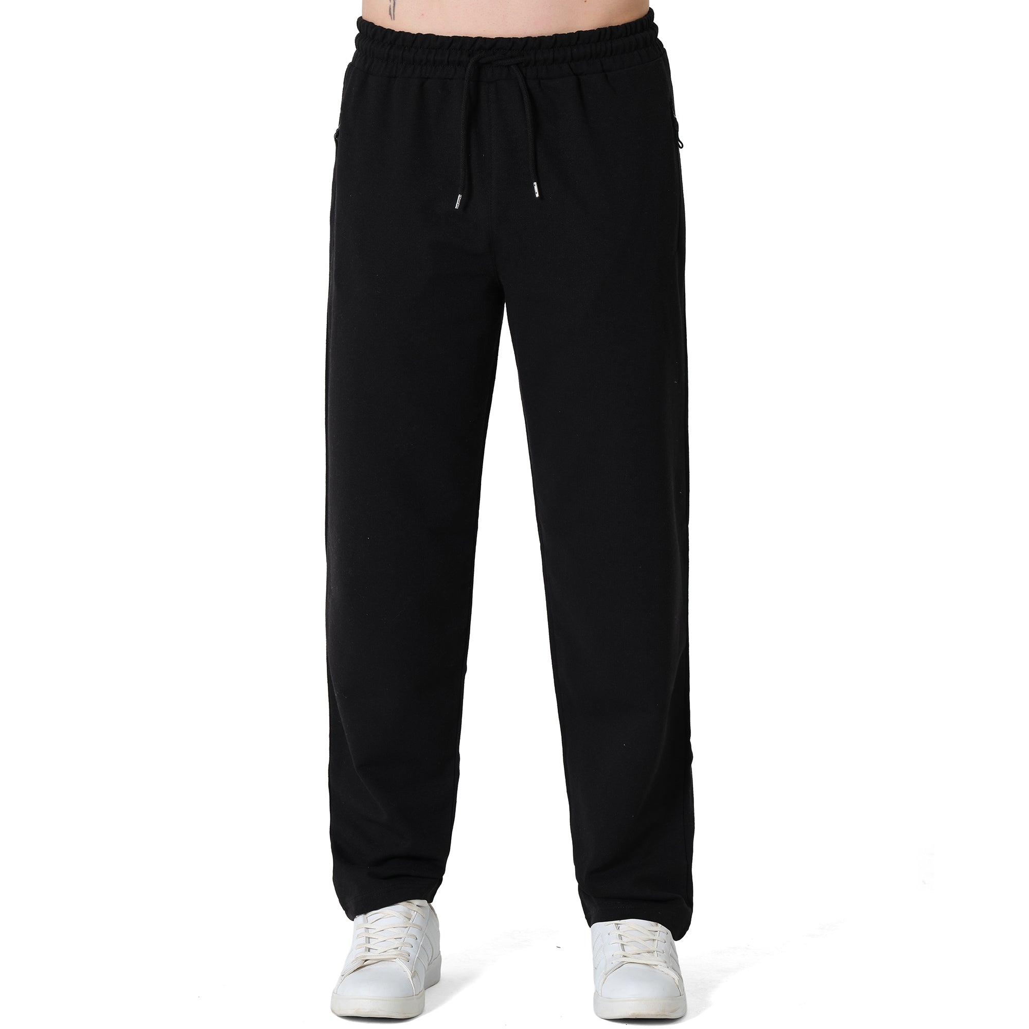 Jogginghose Herren - Relaxed Fit mit Reißverschlusstaschen - Schwarz