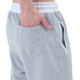 Kurze Sporthose Herren aus Baumwolle mit Reißverschluss, Grau / Weiß - Smith & Solo