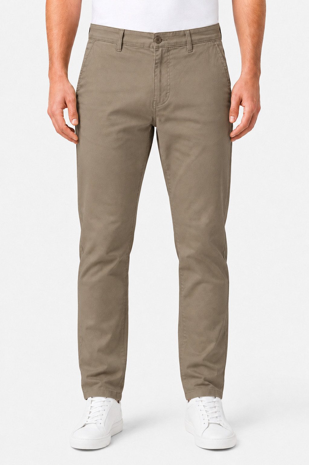 Chino Hosen Herren aus Baumwolle - Khakibraun