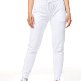 Women's jogging pants with cuffs, white