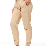 Women's jogging pants with cuffs, beige